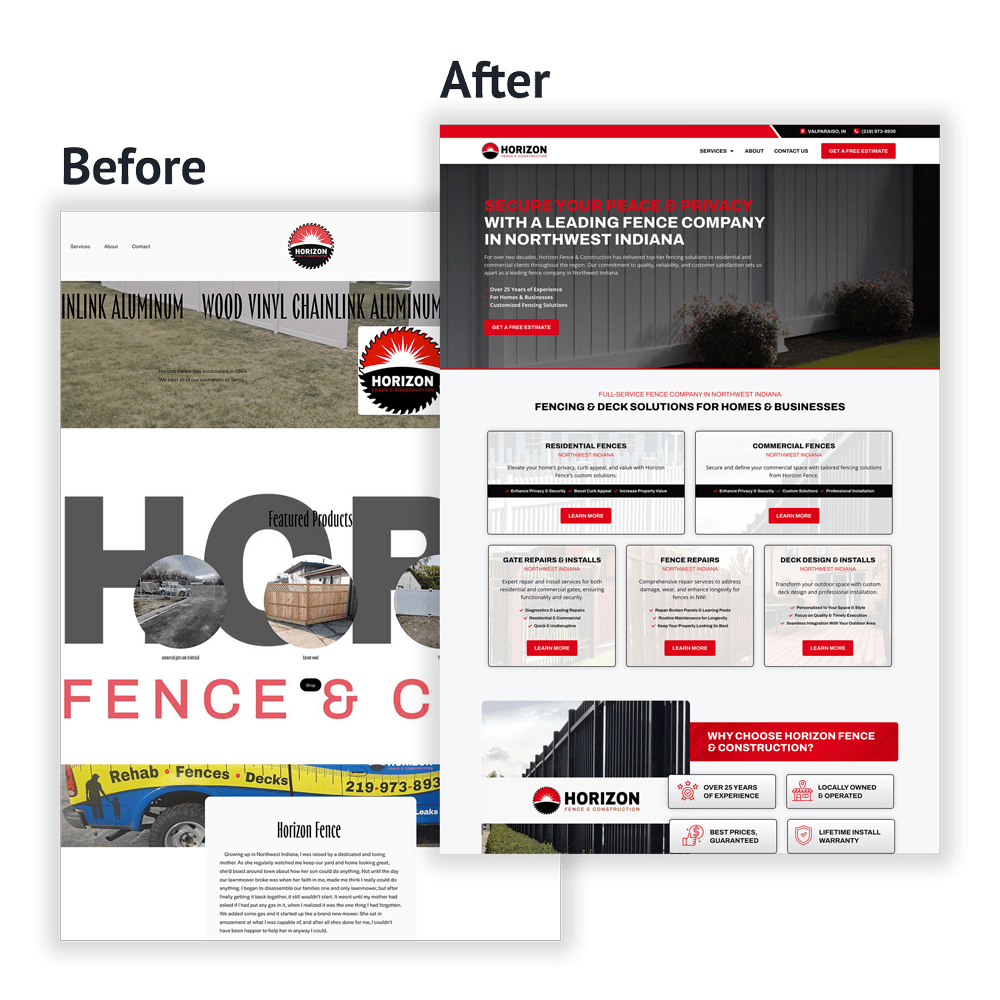 horizon fence web design comparison