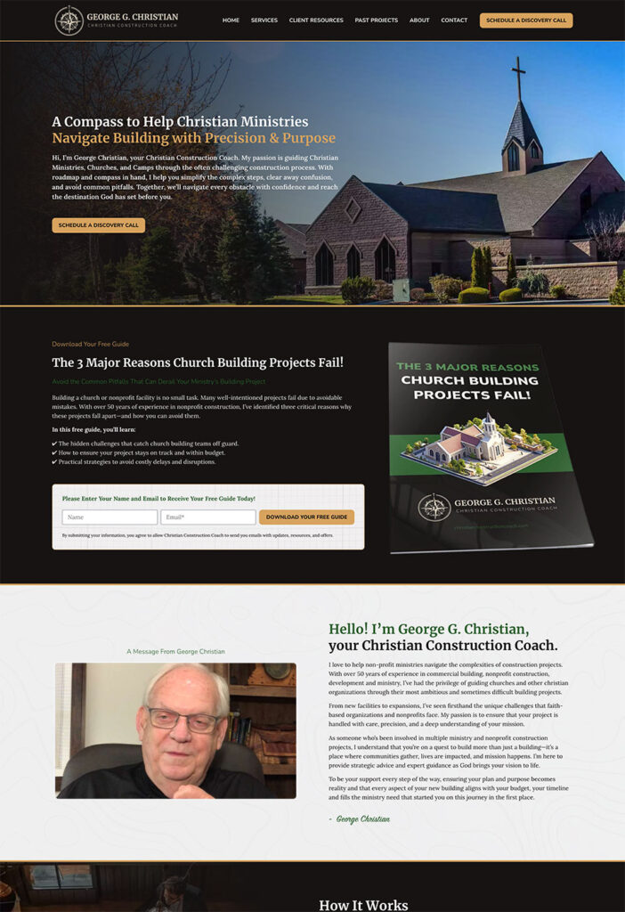 christian construction coach website homepage